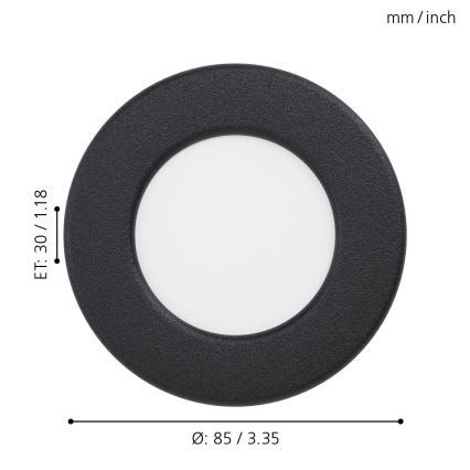 Eglo - LED Lámpara empotrable de techo para baño LED/2,7W/230V IP44 Ø 8,6 cm