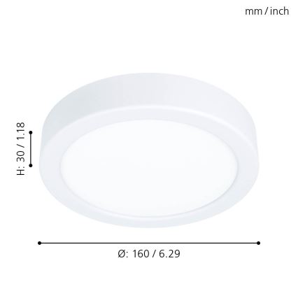 Eglo - Luminaria de techo LED, 10,5 W, 230 V, Ø 16 cm