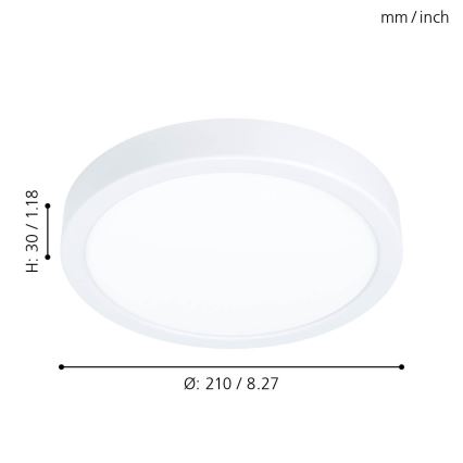 Eglo - Lámpara de techo LED, 16,5 W/230 V, Ø 21 cm
