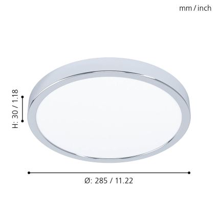 Eglo - Lámpara de techo para baño LED/20W/230V IP44 diámetro 28,5 cm