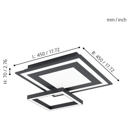 Eglo - Lámpara de techo LED RGB regulable SAVATAEILA-C LED/20W/230V