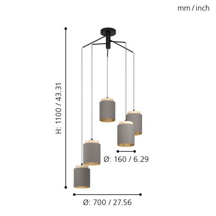Eglo 99447 - Lámpara colgante con cable ALBARIZA 5xE27/40W/230V tipo araña