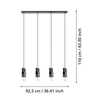 Eglo 99532 - Lámpara colgante suspendida por cable LOBATIA 4xE27/40W/230V