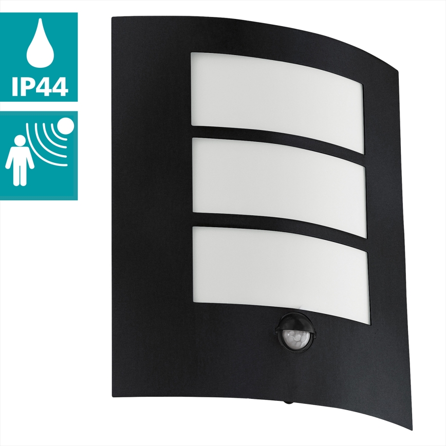 Eglo - Aplique de exterior con sensor 1xE27/40W/230V IP44
