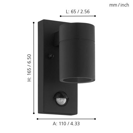 Eglo - Aplique de exterior LED con sensor 1xGU10/3W/230V IP44