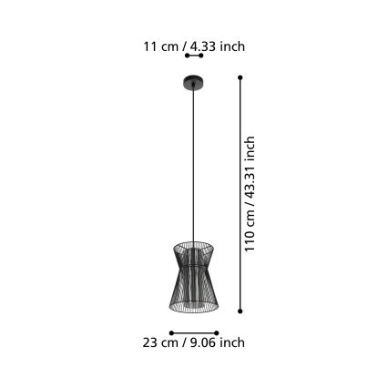 Eglo - Lámpara colgante 1xE27/40W/230V negro
