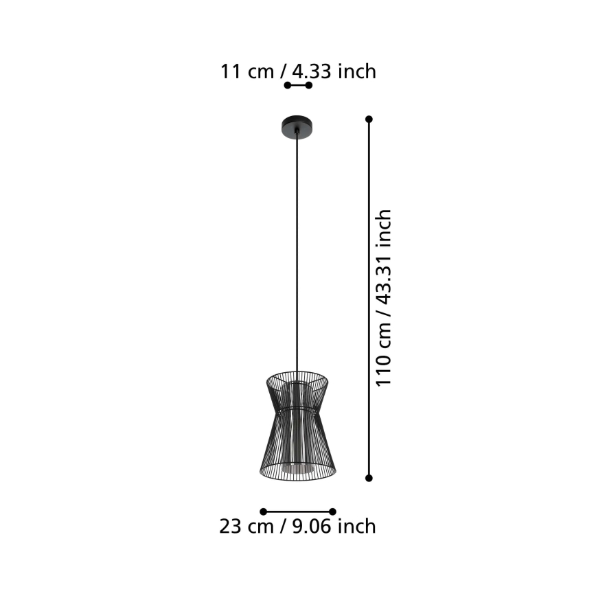 Eglo - Lámpara colgante 1xE27/40W/230V negro