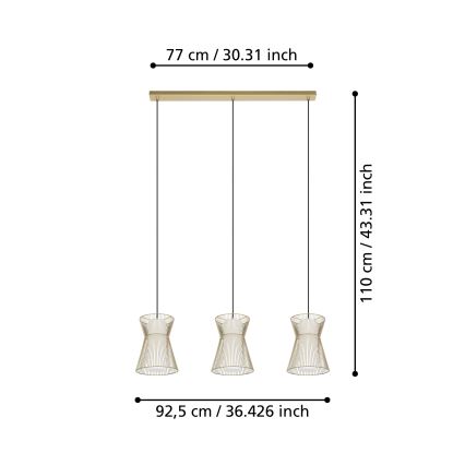 Eglo - Lámpara colgante 3xE27/40W/230V dorado
