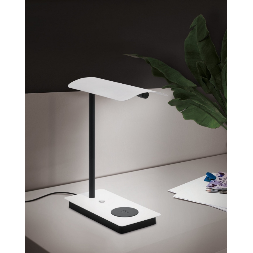 Eglo 99828 - Lámpara de mesa táctil LED regulable con carga inalámbrica ARENAZA LED/5,8W/230V blanca