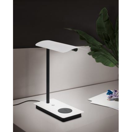 Eglo - Lámpara de mesa táctil LED regulable con cargador inalámbrico LED/5,8W/230V blanco