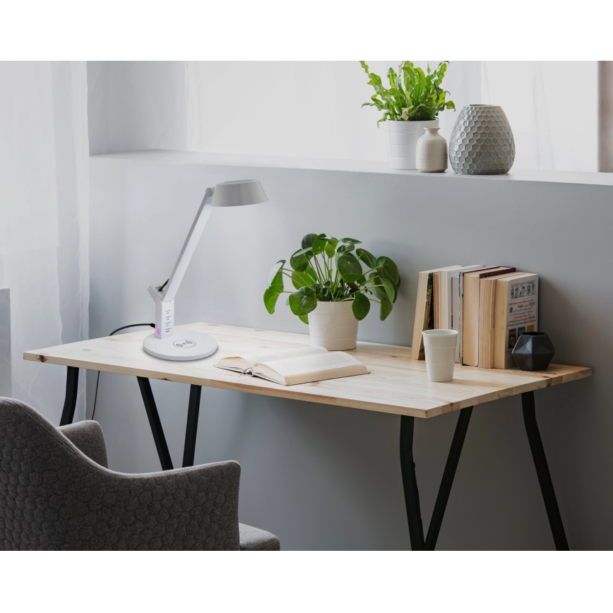 Eglo - Lámpara de mesa táctil LED regulable con cargador inalámbrico LED/4,8W/230V blanco