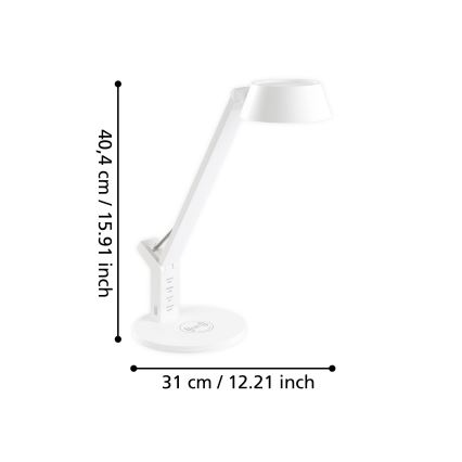 Eglo - Lámpara de mesa táctil LED regulable con cargador inalámbrico LED/4,8W/230V blanco