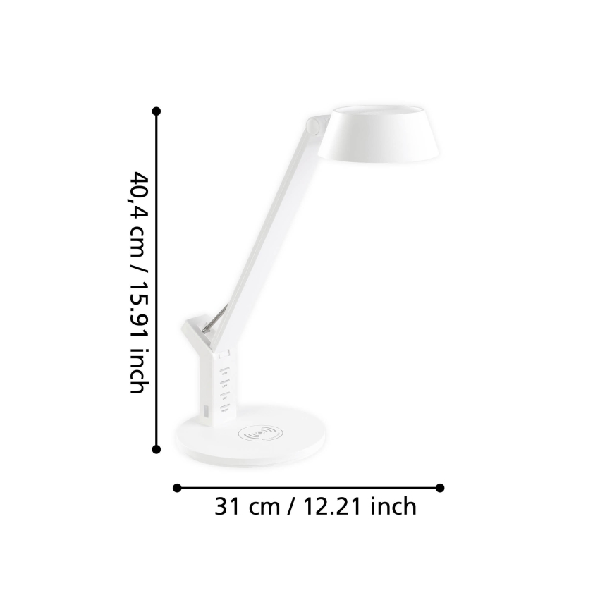 Eglo - Lámpara de mesa táctil LED regulable con cargador inalámbrico LED/4,8W/230V blanco