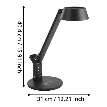 Eglo 99832 - Lámpara de mesa táctil LED regulable con carga inalámbrica BANDERALO LED/4,8W/230V negra
