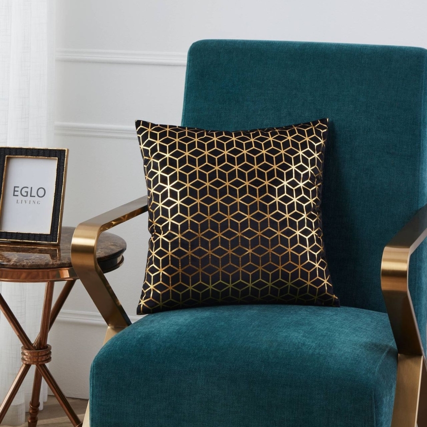 Eglo - Almohada decorativa 45x45 cm negro/dorado