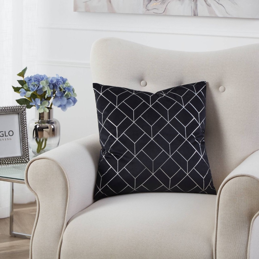 Eglo - Almohada decorativa 45x45 cm negro/plata