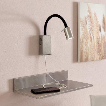 Eglo - Aplique de pared LED con cargador USB LED/3,5W/230V cromo mate