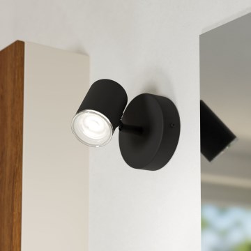 Eglo - Aplique de pared para baño, foco 1xGU10/5W/230V IP44, negro