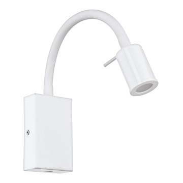 Eglo - Aplique LED de pared orientable con cargador USB LED/3,5W/230V blanco