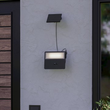 Eglo - Aplique solar de pared LED con sensor LED/8,7W/3,7 3600 mAh IP44 negro