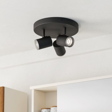 Eglo - Foco de baño 3xGU10/5W/230V IP44 negro