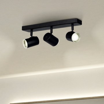 Eglo - Foco de baño 3xGU10/5W/230V IP44 negro