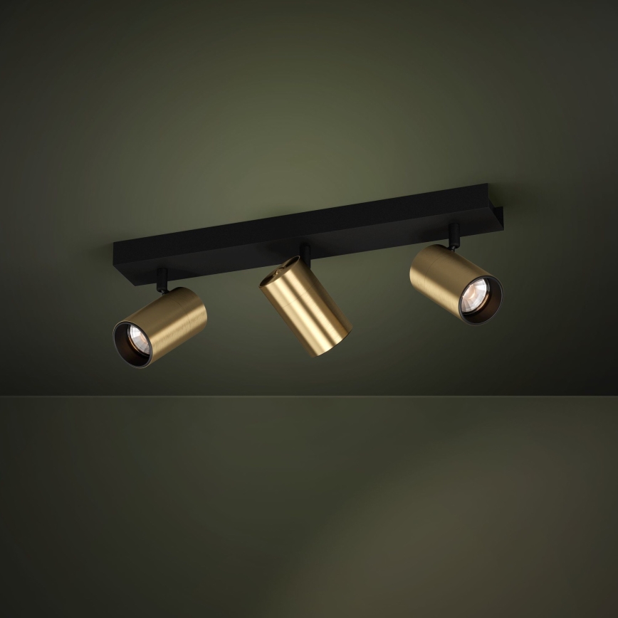 Eglo - Foco LED 3xGU10/4,5W/230V 3000K negro/dorado