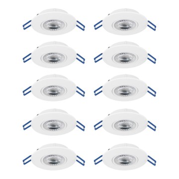 Eglo - Juego de 10 focos empotrables LED/4,9W/230V 2700/4000/6500K Ø 9 cm blanco