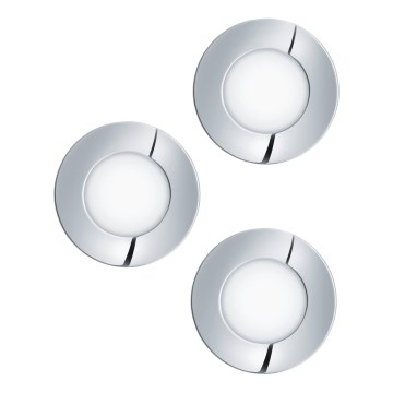 Eglo - Juego de 3 focos empotrables LED para baño FUEVA LED/2,8W/230V IP44 cromo brillante, diámetro 8,5 cm