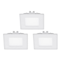 Eglo - Juego de 3 luminarias empotradas LED FUEVA 1 LED/2,7W/230V 8,5x8,5 cm