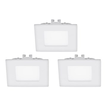 Eglo - Juego de 3 luminarias empotradas LED FUEVA 1 LED/2,7W/230V 8,5x8,5 cm