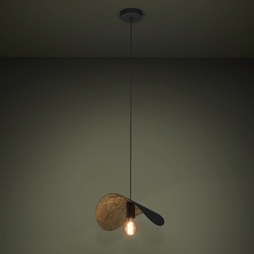 Eglo - Lámpara colgante 1xE27/40W/230V 41 cm negro/dorado