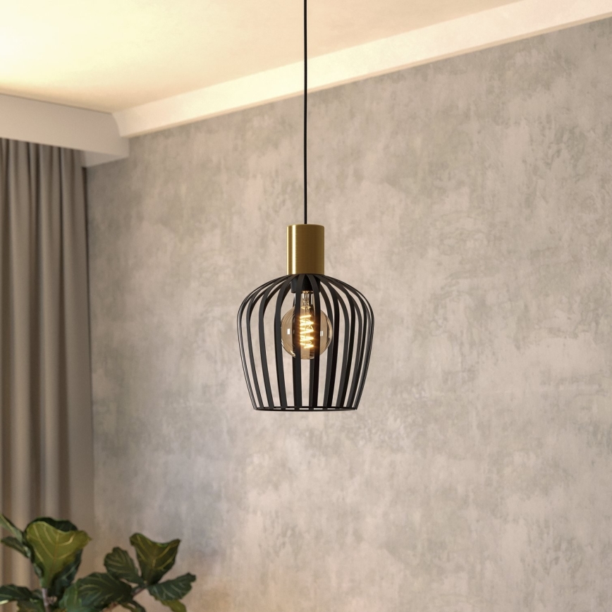Eglo - Lámpara colgante 1xE27/40W/230V negro/dorado