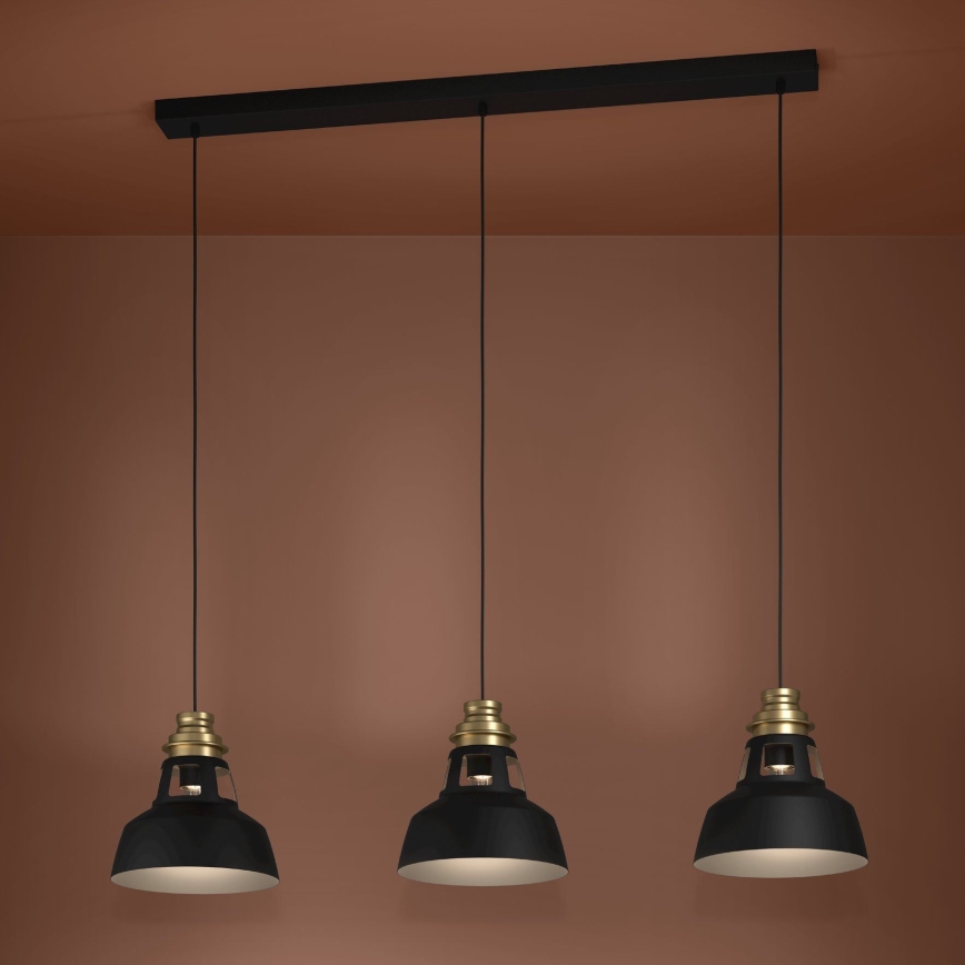 Eglo - Lámpara colgante 3xE27/40W/230V negro/dorado