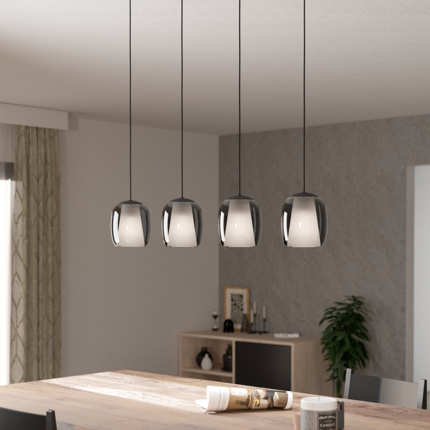 Eglo - Lámpara colgante 4xE27/28W/230V gris