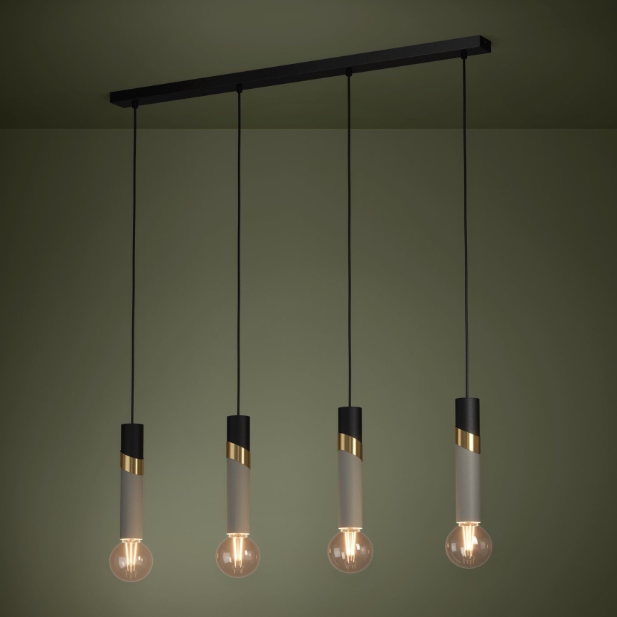 Eglo - Lámpara colgante 4xE27/40W/230V negro/dorado