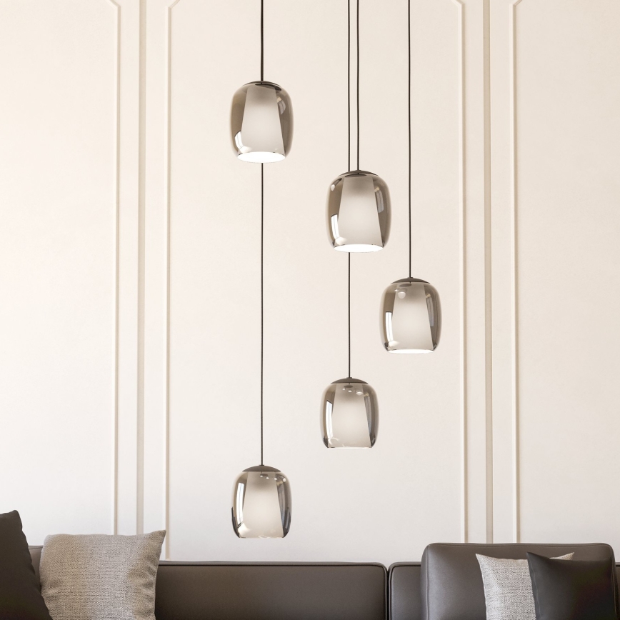 Eglo - Lámpara colgante 5xE27/28W/230V gris