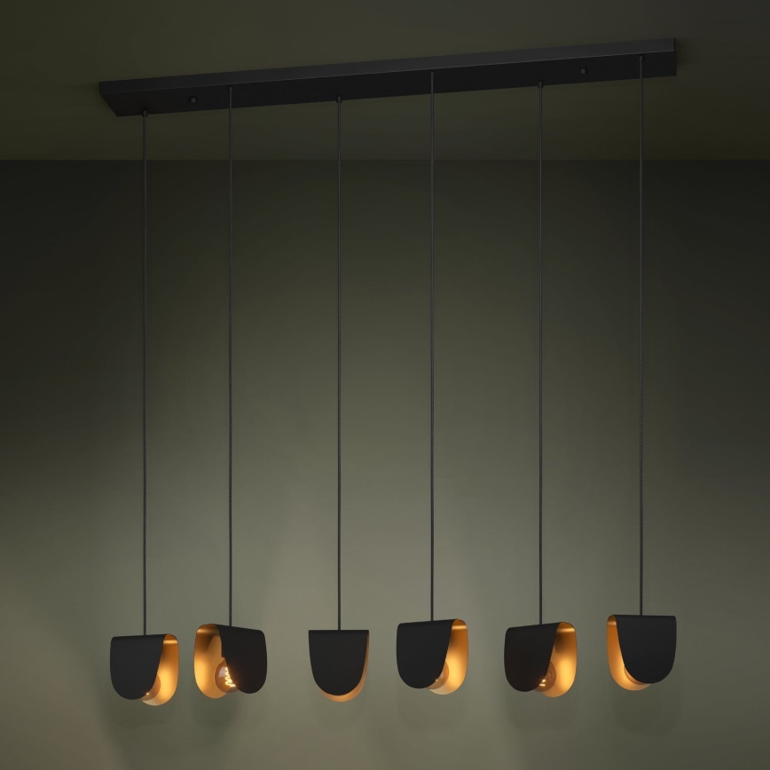Eglo - Lámpara colgante 6xE27/40W/230V negro/dorado