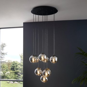 Eglo - Lámpara colgante con cable 10xE27/40W/230V negro/cromo brillante
