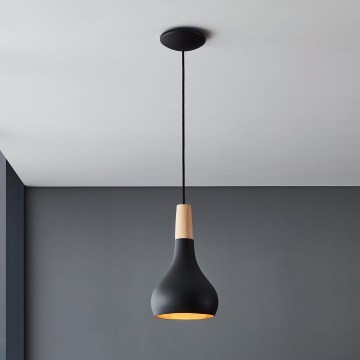 Eglo - Lámpara colgante con cable 1xE27/40W/230V diámetro 18 cm negro