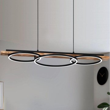 Eglo - Lámpara colgante LED regulable con cable 2xLED/12,5W/230V+LED/15,5W 3000K marrón/negro