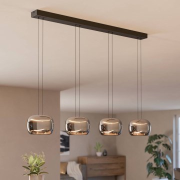 Eglo - Lámpara colgante LED regulable con cable 4xLED/5,8W/230V negra/ahumada