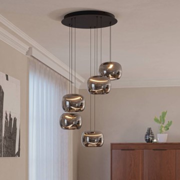 Eglo - Lámpara colgante LED regulable con cable, 5xLED/5,8 W/230 V, negro/ahumado