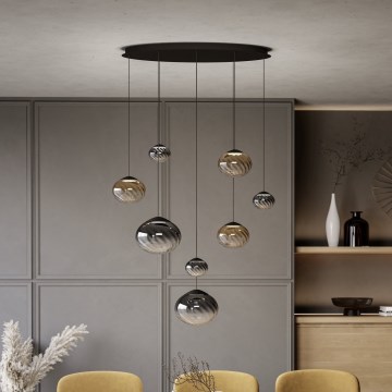 Eglo - Lámpara colgante LED regulable con cable 8xLED/5,8W/230V 2200-6500K negro/beige/ahumado + mando a distancia