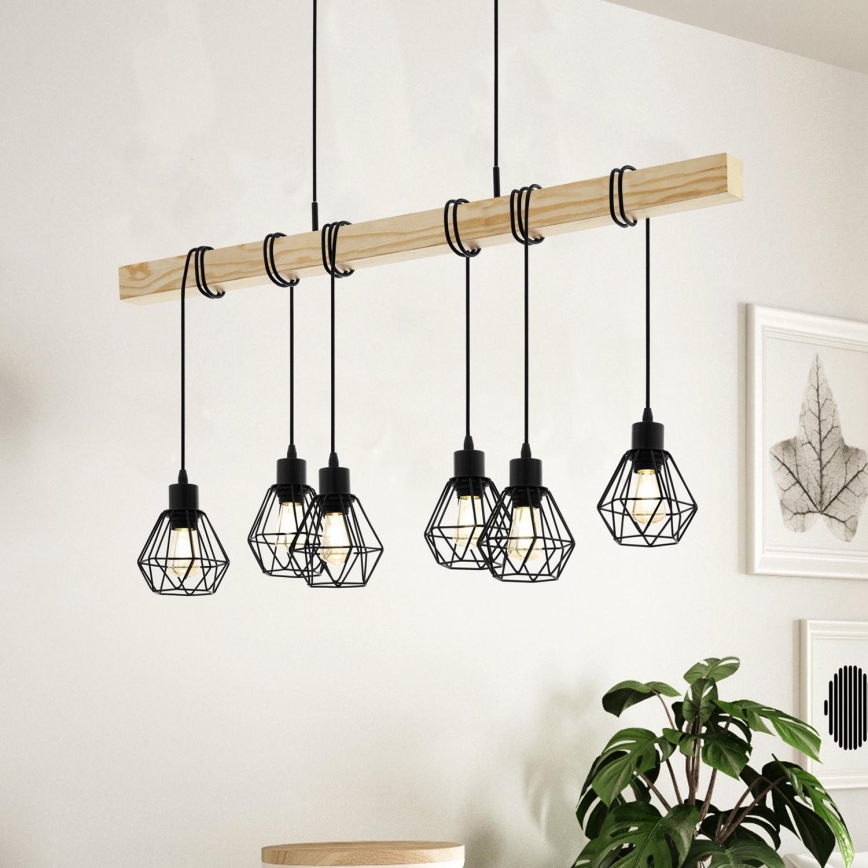 Eglo - Lámpara colgante TOWNSHEND 6xE27/60W/230V
