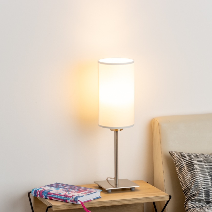 Eglo - Lámpara de mesa LED TUNJA 1xE27/60W/230V 26,5 cm cromo mate/blanco