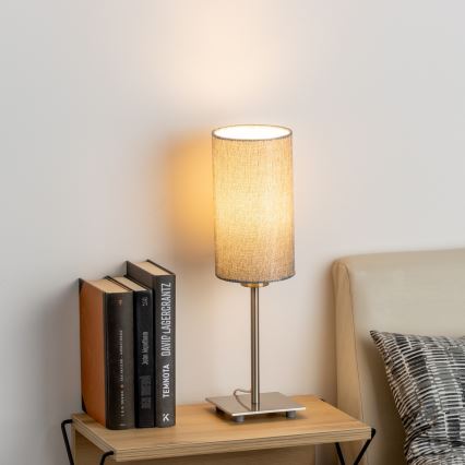 Eglo - Lámpara de mesa LED TUNJA 1xE27/60W/230V 26,5 cm cromo mate/gris