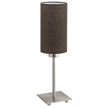Eglo - Lámpara de mesa LED TUNJA 1xE27/60W/230V 26,5 cm cromo mate/marrón
