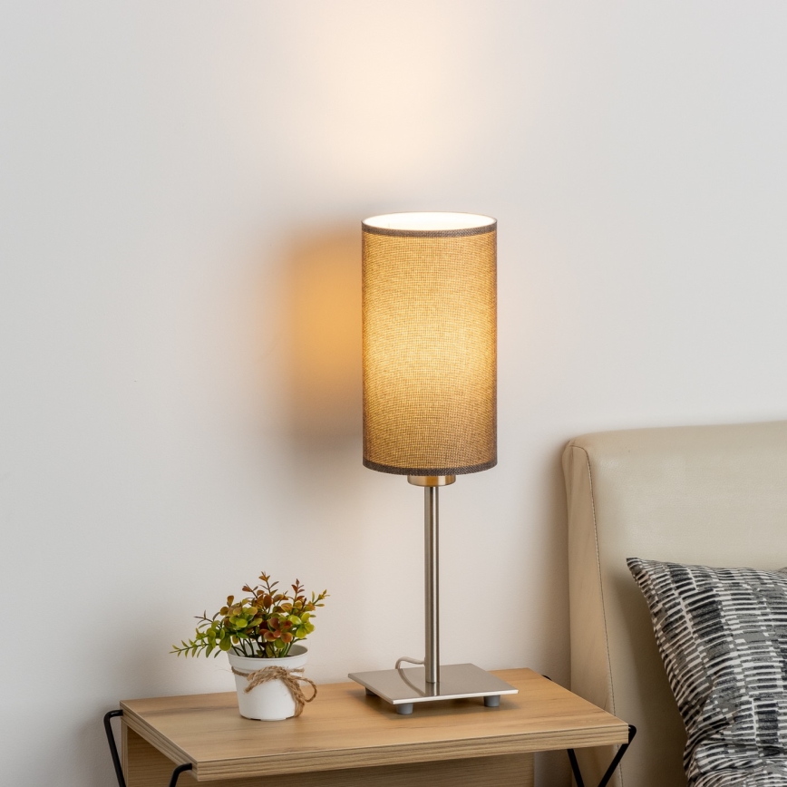 Eglo - Lámpara de mesa LED TUNJA 1xE27/60W/230V 26,5 cm cromo mate/marrón