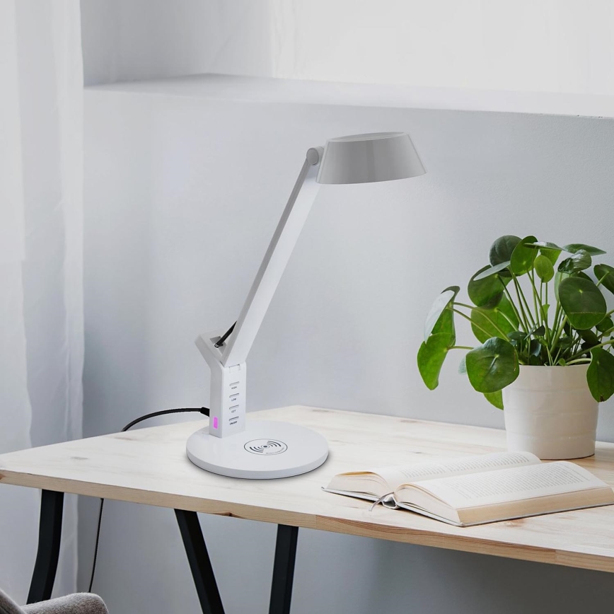 Eglo - Lámpara de mesa táctil LED regulable con cargador inalámbrico LED/4,8W/230V blanco